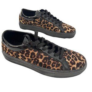The Kooples Genuine Fur Leopard Animal Print Sneaker Shoes Size EU 37 US 7 NEW